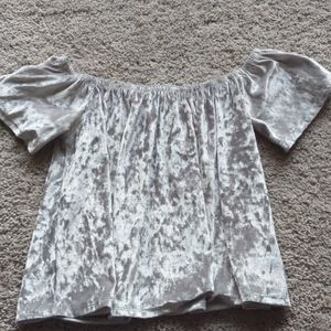 ⭐5 for $20⭐ Off-the-shoulder silver velvet top